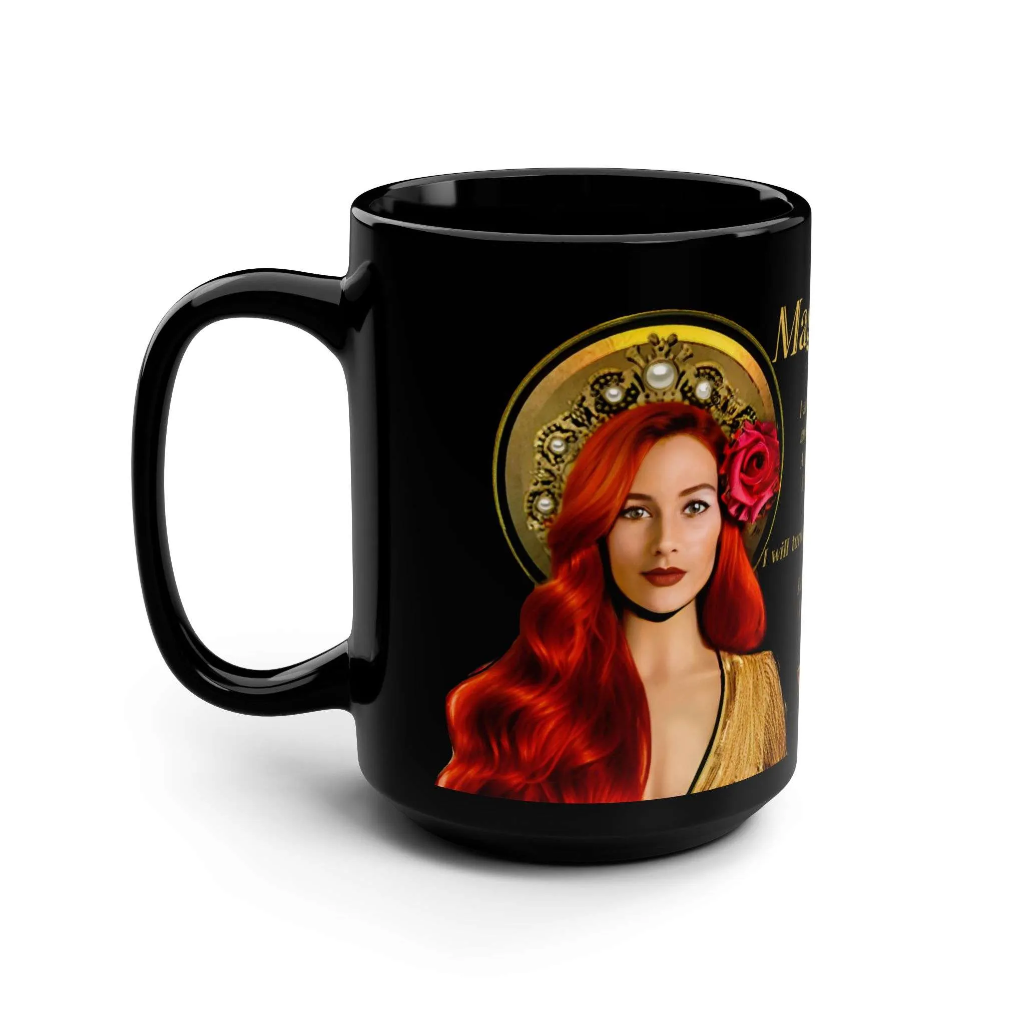 Mary Magdalene Black Mug, 15oz - Image 3