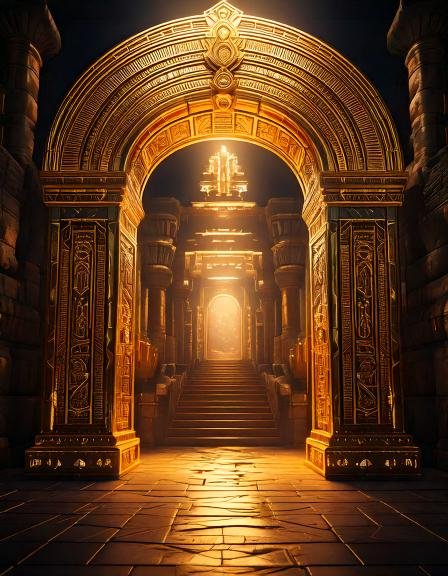 Firefly a luxurious magical Egyptian tomb shiny gold mystical brightly illuminated and vibrant gem e A gateway to hidden wisdom