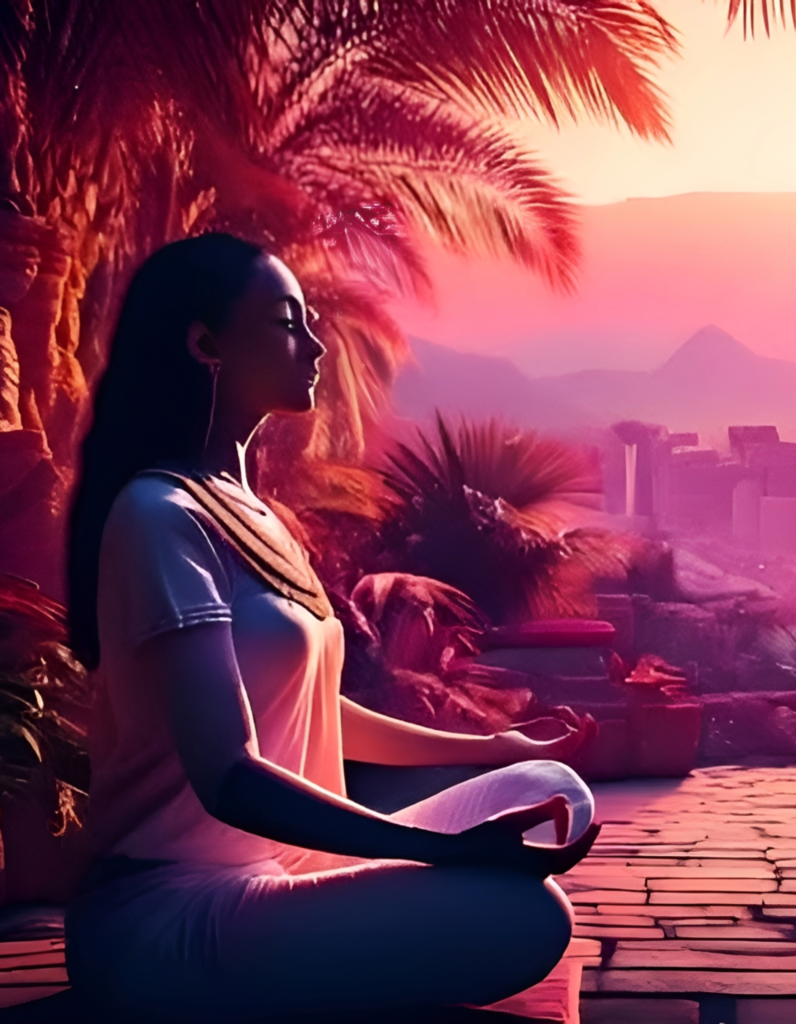 A woman in Spiritual practice.