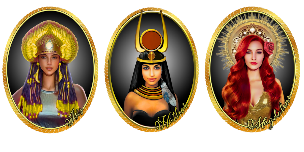 header Isis, Hathor, Magdalene - Goddess archetypes for spiritual identity reflection