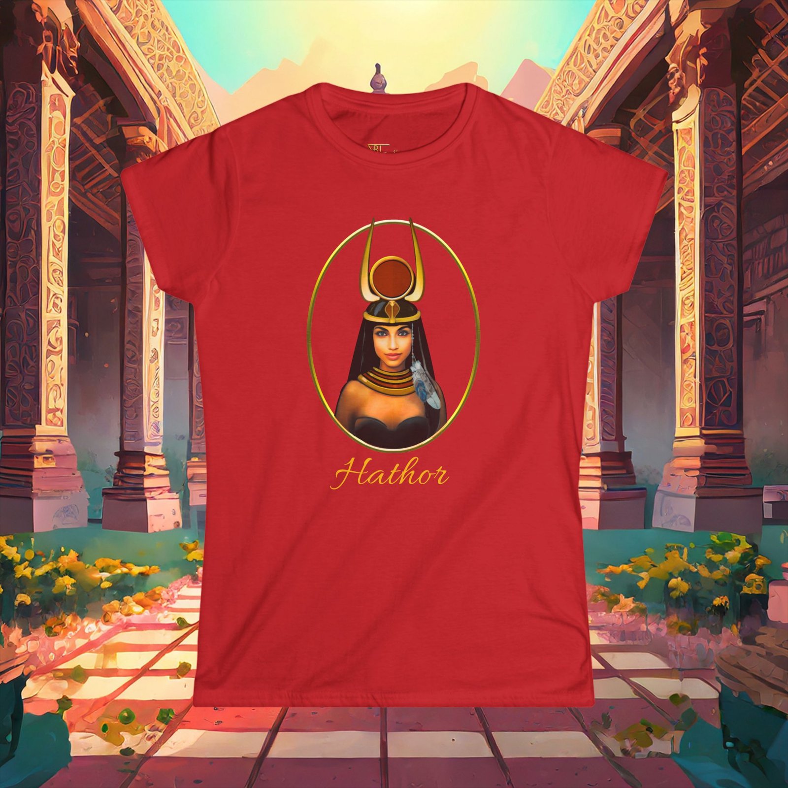 Egyptian Goddess Hathor Portrait Tee — Women's Softstyle T-Shirt - Image 4