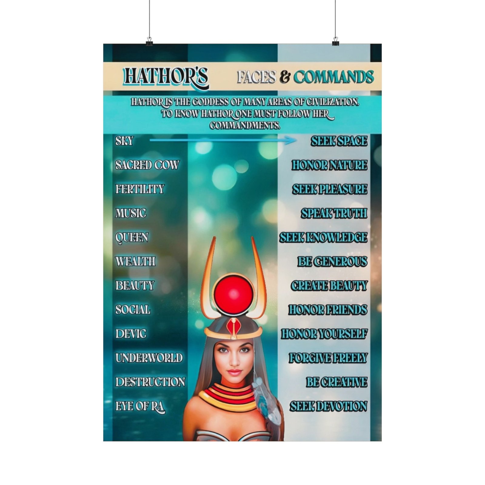 Hathor's Faces and Commands Satin Poster – Egyptian Goddess Inspirational Wall Art - Image 6